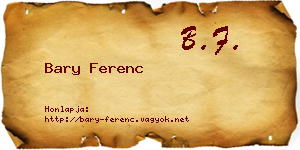 Bary Ferenc névjegykártya