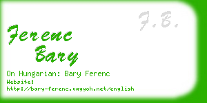 ferenc bary business card